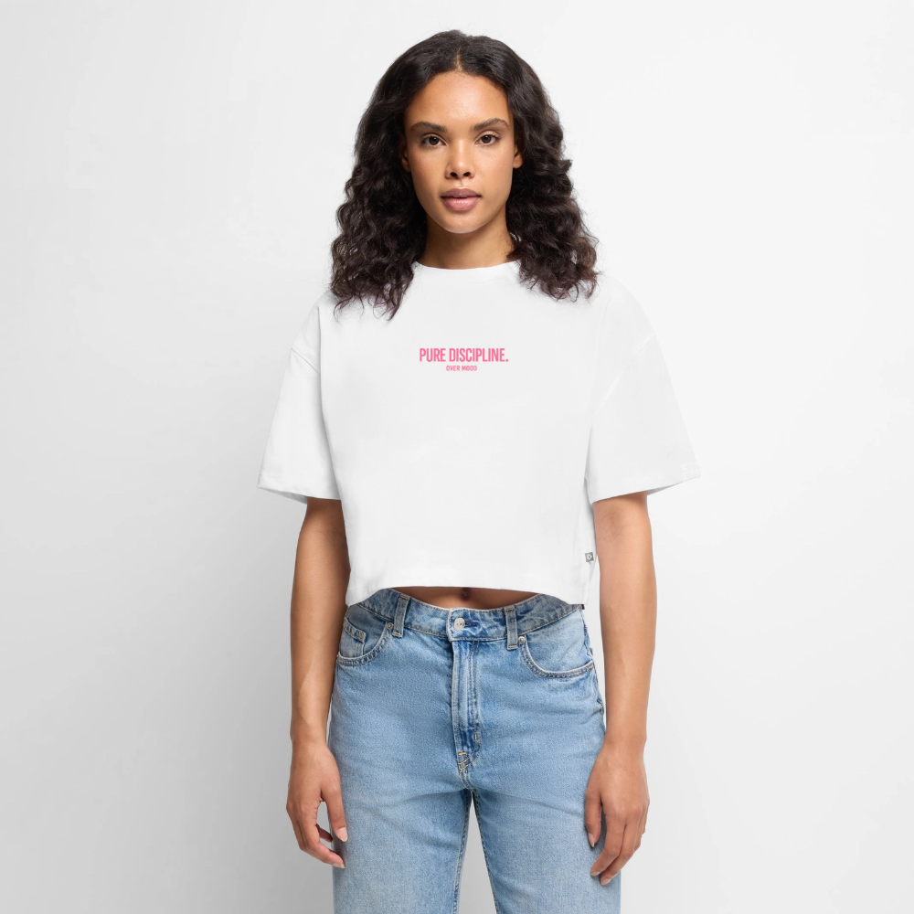 Frauen Premium Oversized Bio Cropped T-Shirt - Weiß