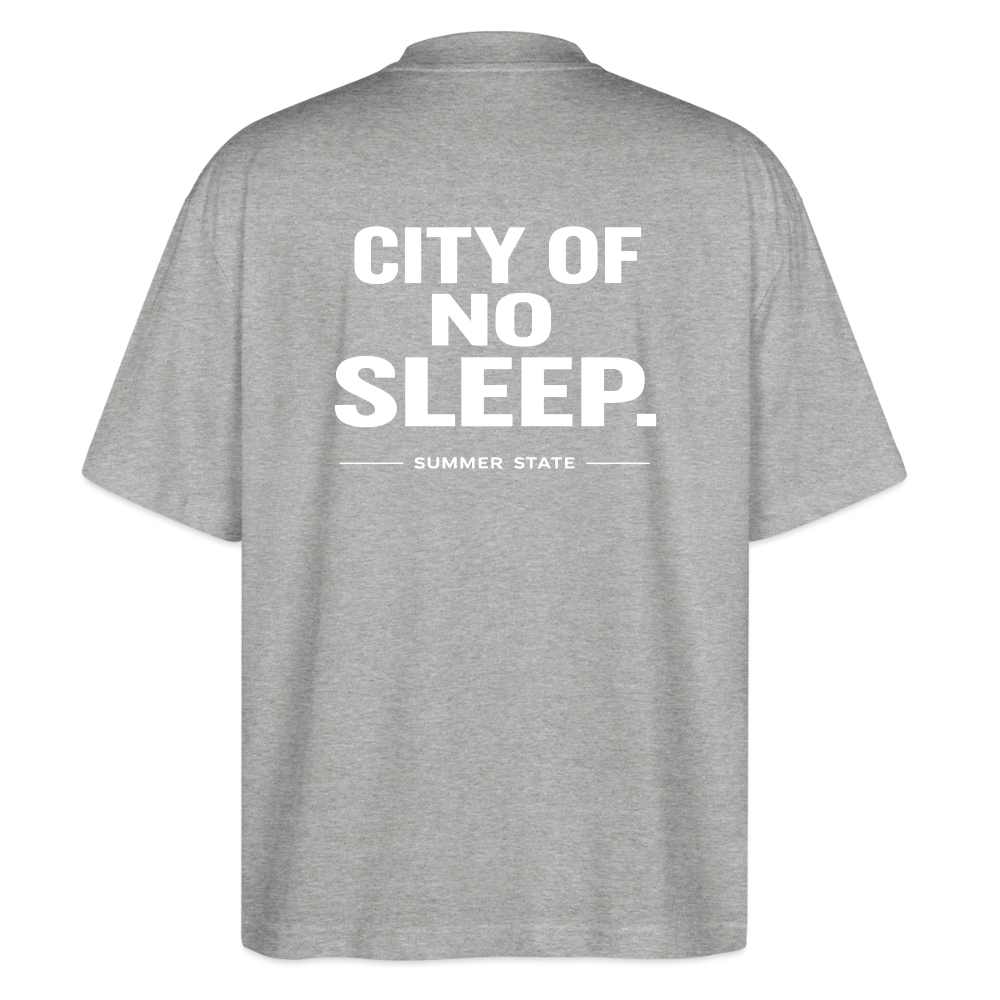Oversized Unisex T-shirt - City of no sleep - Grau meliert
