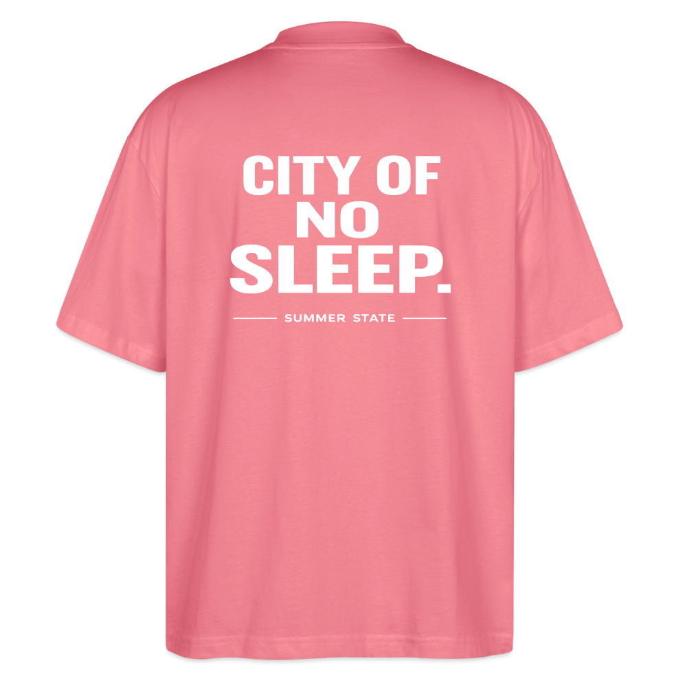 Oversized Unisex T-shirt - City of no sleep - Pink 