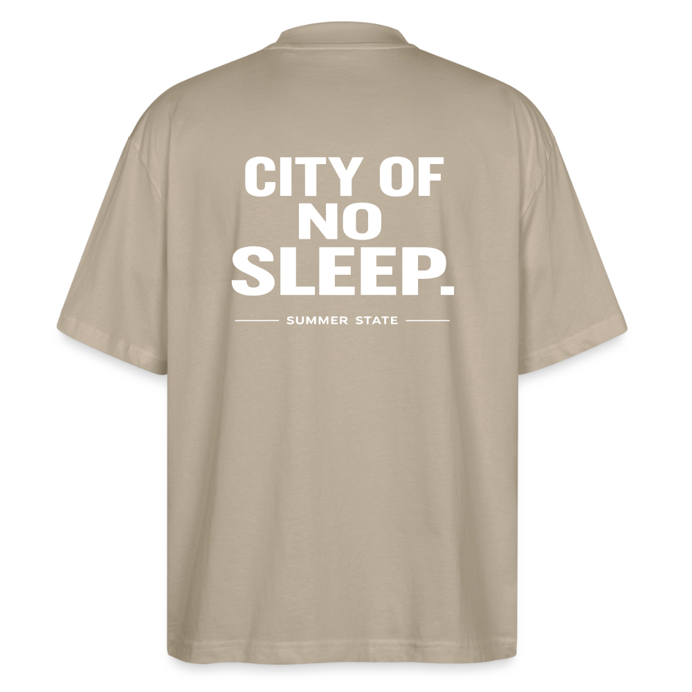 Oversized Unisex T-shirt - City of no sleep - Steingrau