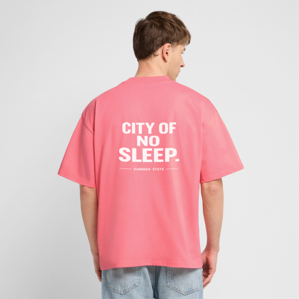 Oversized Unisex T-shirt - City of no sleep - Pink 