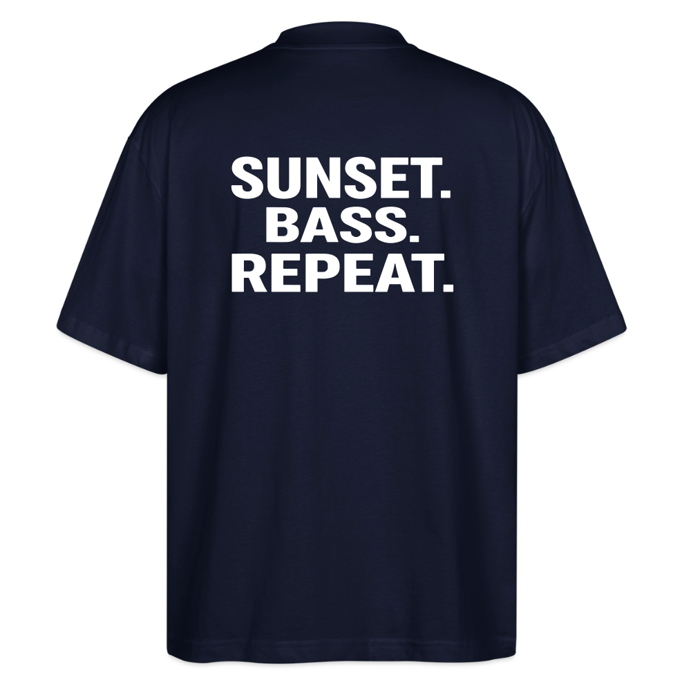 Oversized Unisex T-shirt - Sunset Bass Repeat - Navy