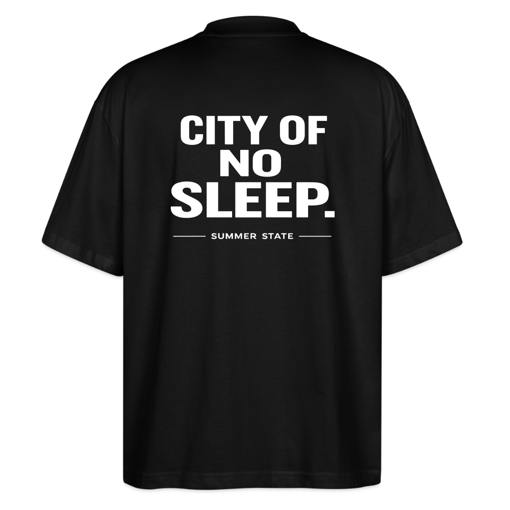 Oversized Unisex T-shirt - City of no sleep - Schwarz