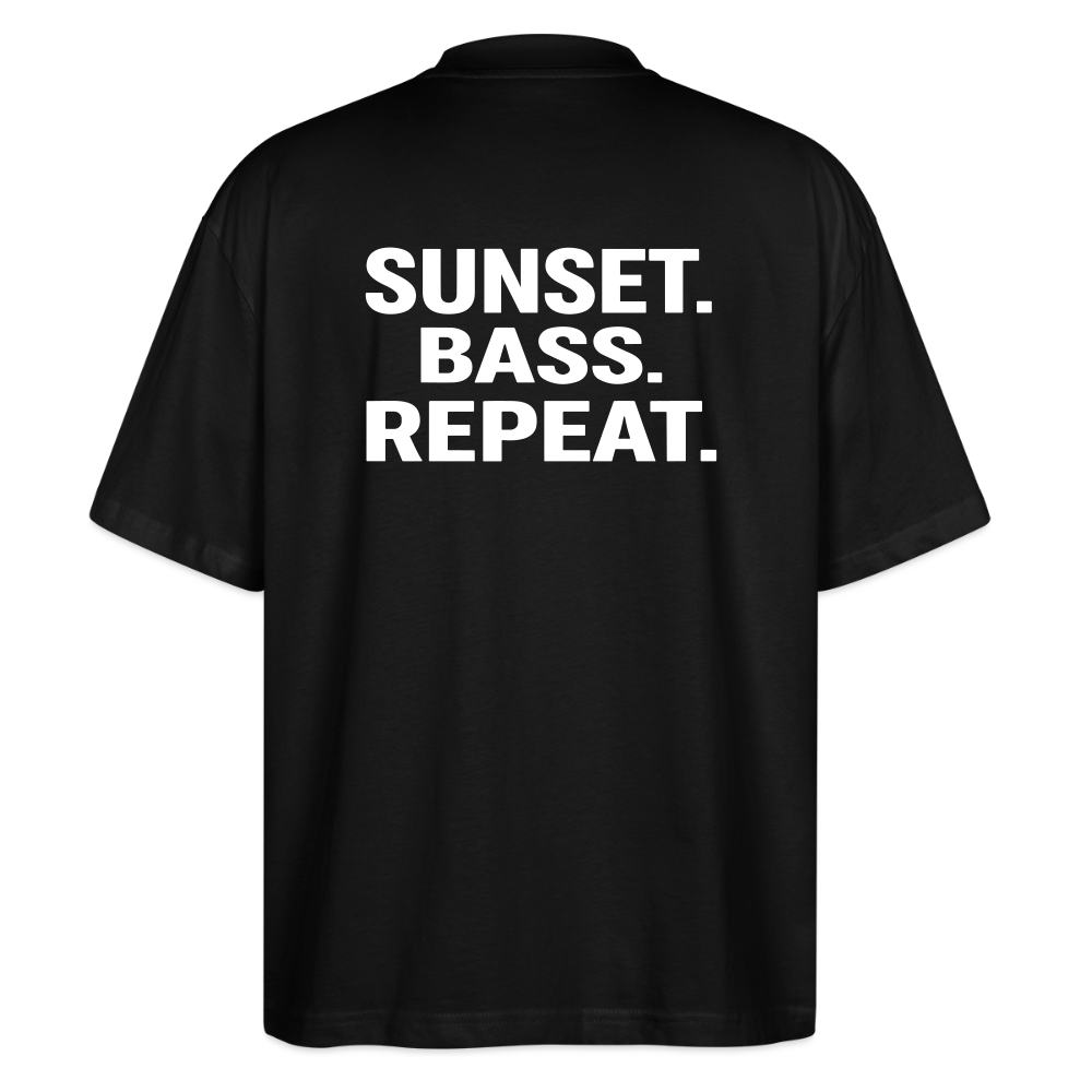 Oversized Unisex T-shirt - Sunset Bass Repeat - Schwarz