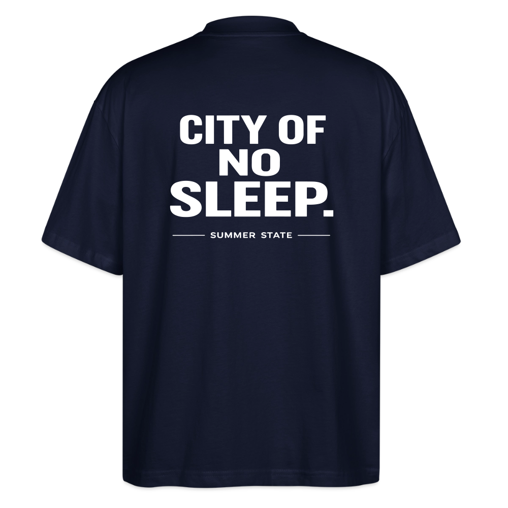 Oversized Unisex T-shirt - City of no sleep - Navy