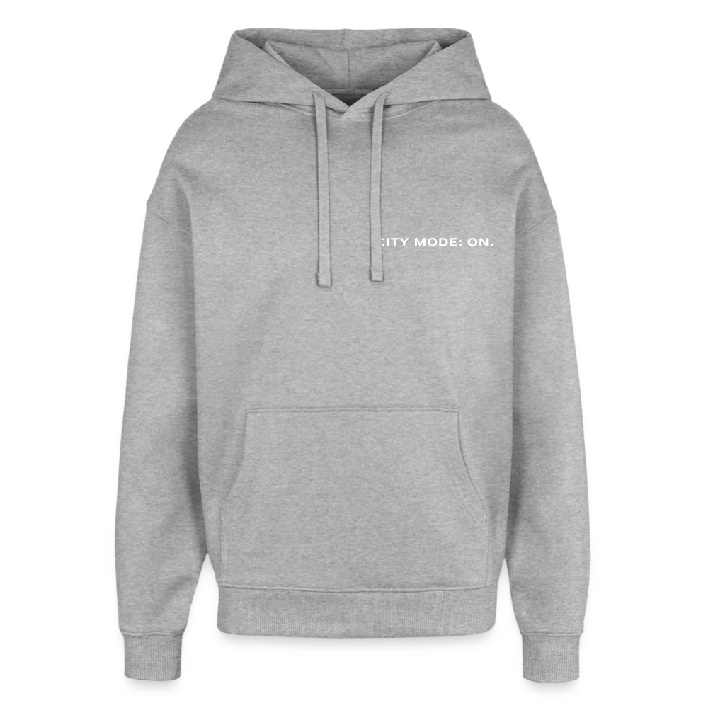 Oversized Unisex Hoodie - City of no sleep - Grau meliert
