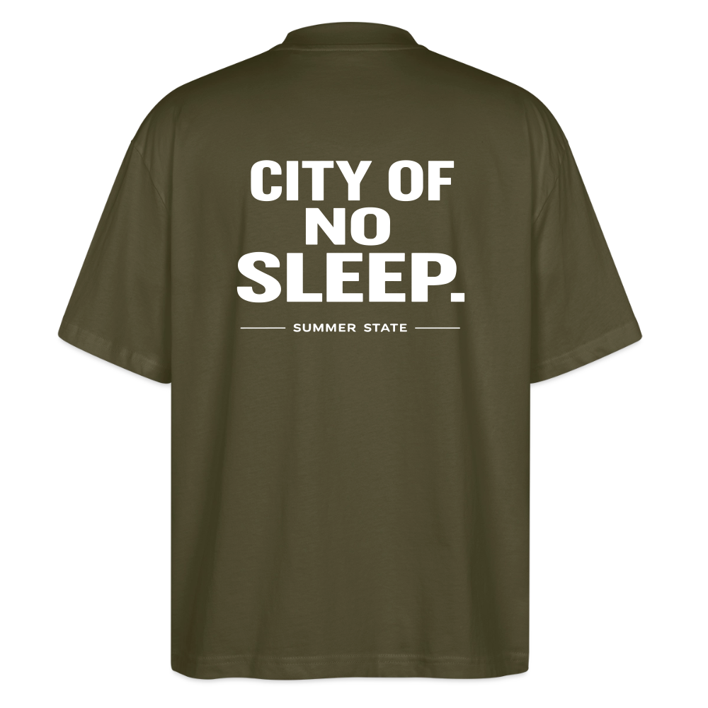 Oversized Unisex T-shirt - City of no sleep - Khaki
