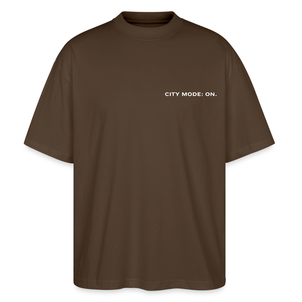 Oversized Unisex T-shirt - City of no sleep - Dunkelbraun